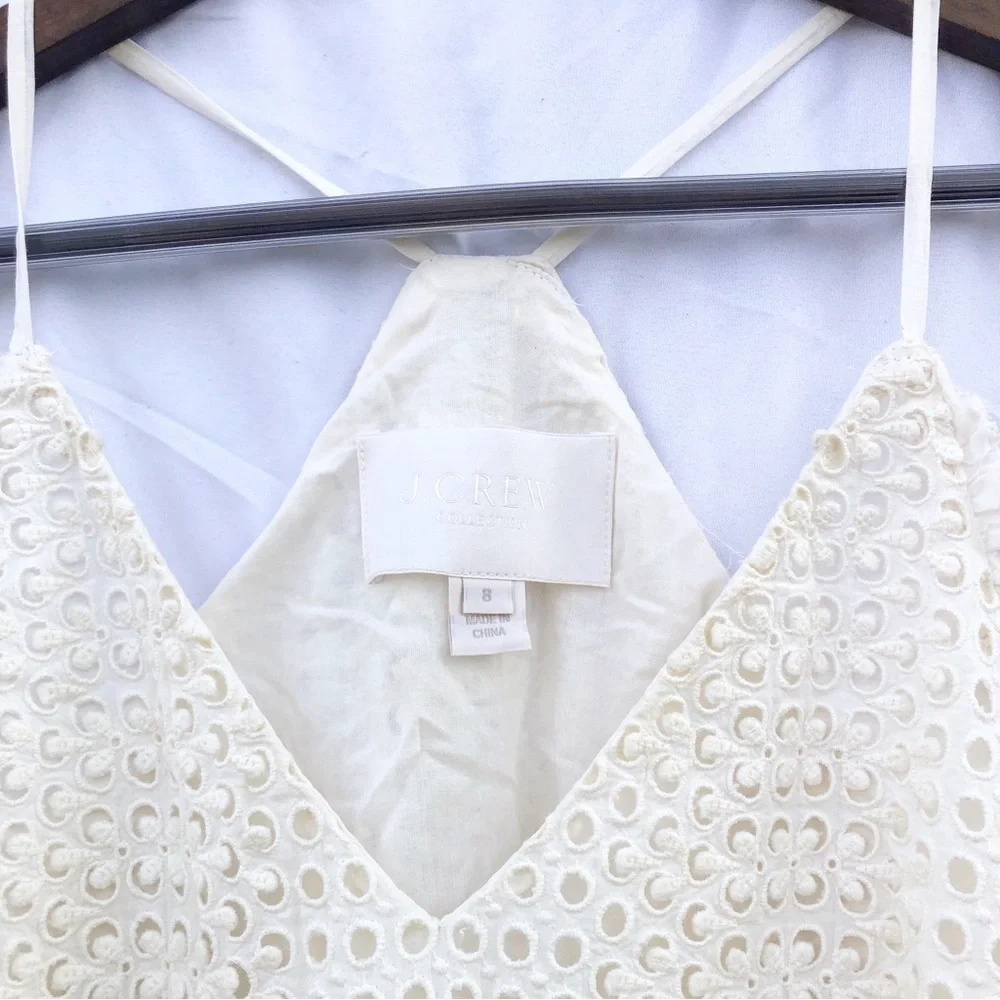 J. CREW COLLECTION | RUFFLE-HEM SPAGHETTI STRAP EYELET DRESS SIZE 8